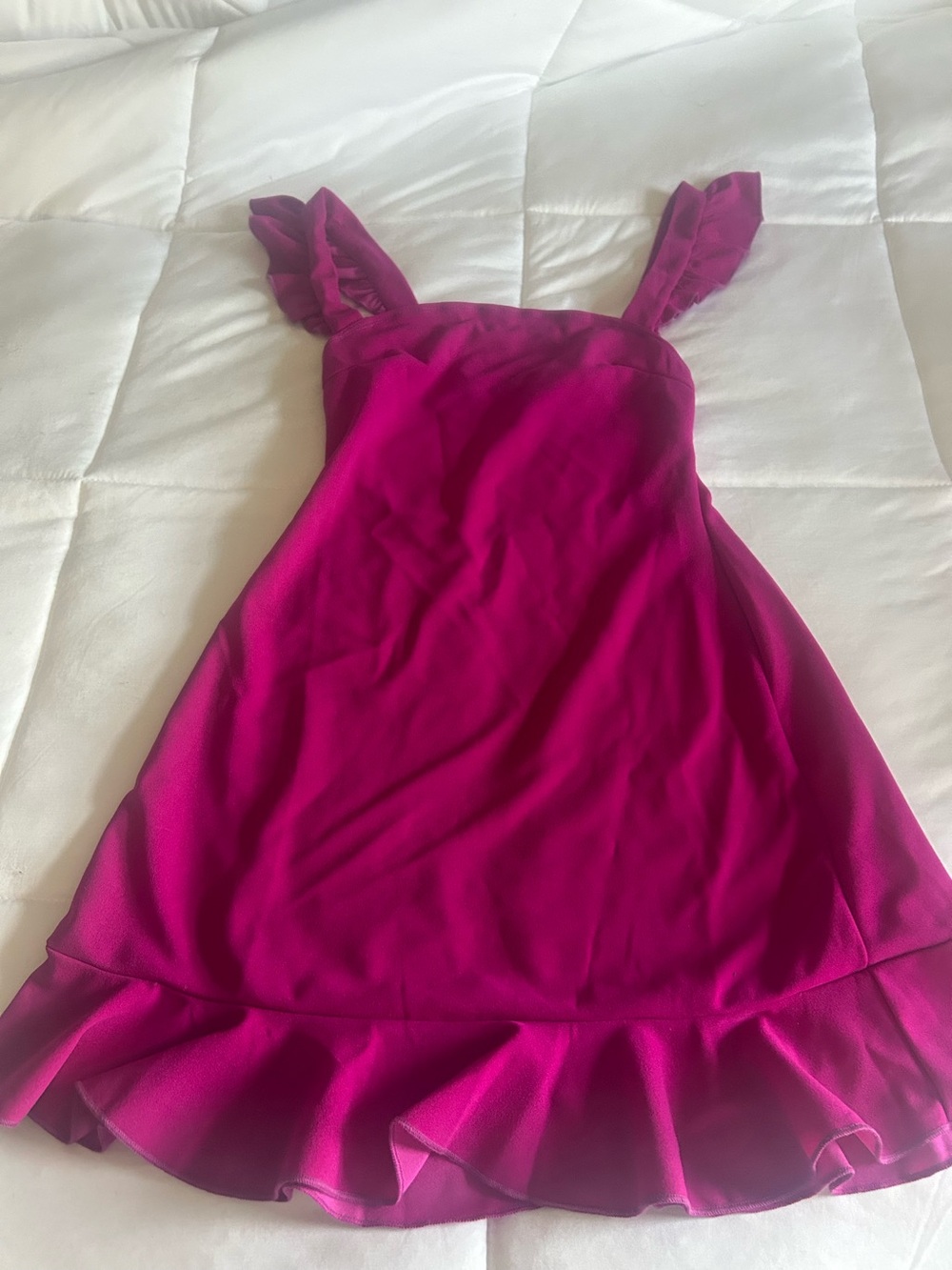 Girls Magenta Ruffle Strap Dress